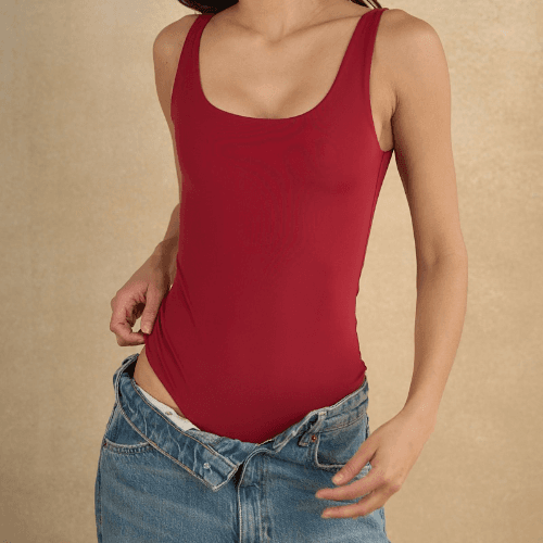 ANWND Scoop Neckline Tank Bodysuit Vino